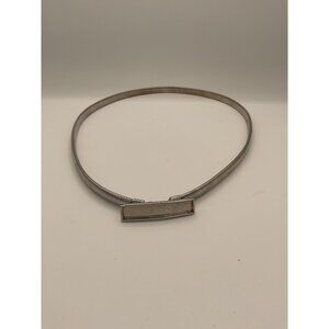 Vintage Silver-Tone Adjustable Belt With Rectangular Buckle